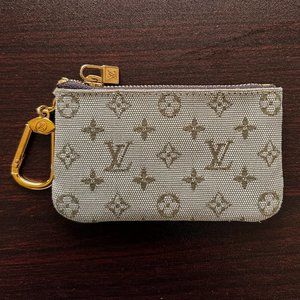 Louis Vuitton Key Pouch Cles Monogram Mini Lin Gray